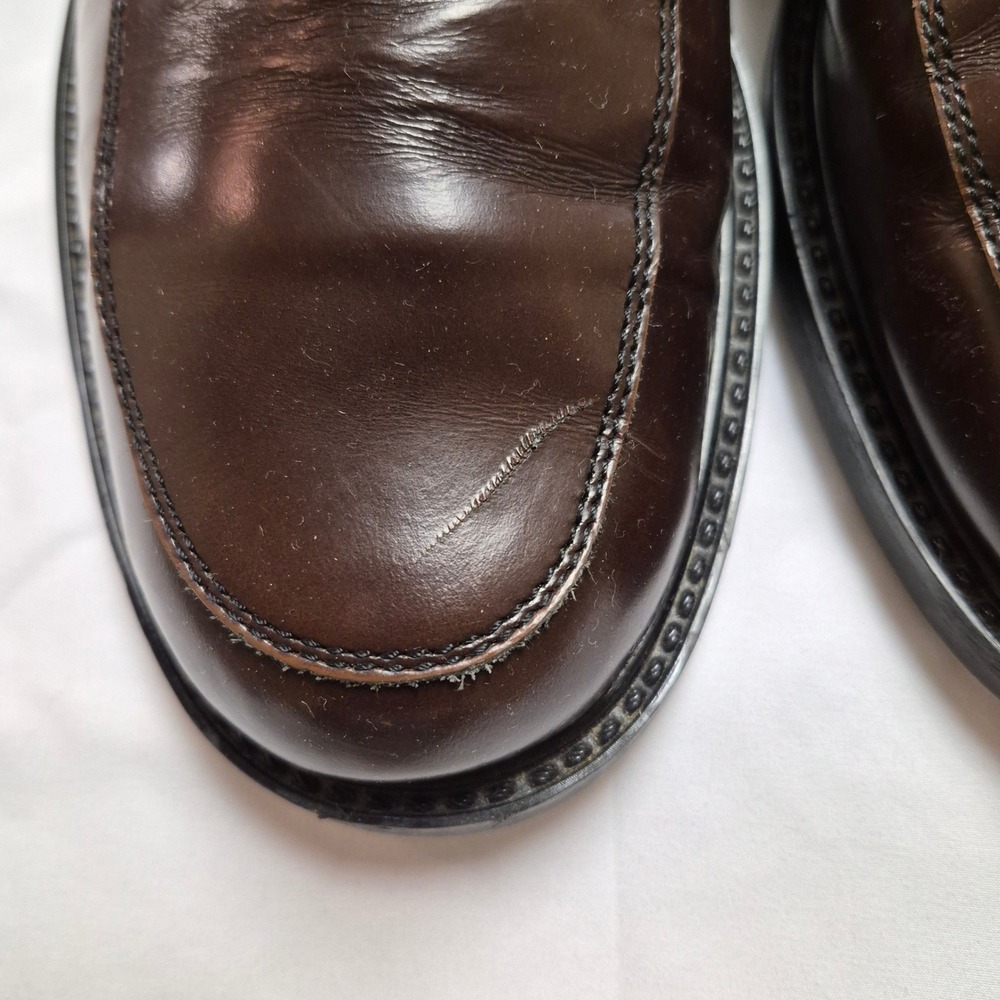 Bass Men Gavin Loafer Dress Shoe Size 11.5 Wide Brown Leather Slip On Made Italy - Picture 7 of 7